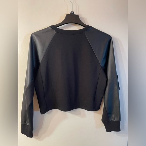 Express faux leather sleeve body sweatshirt - Picture 3 of 7